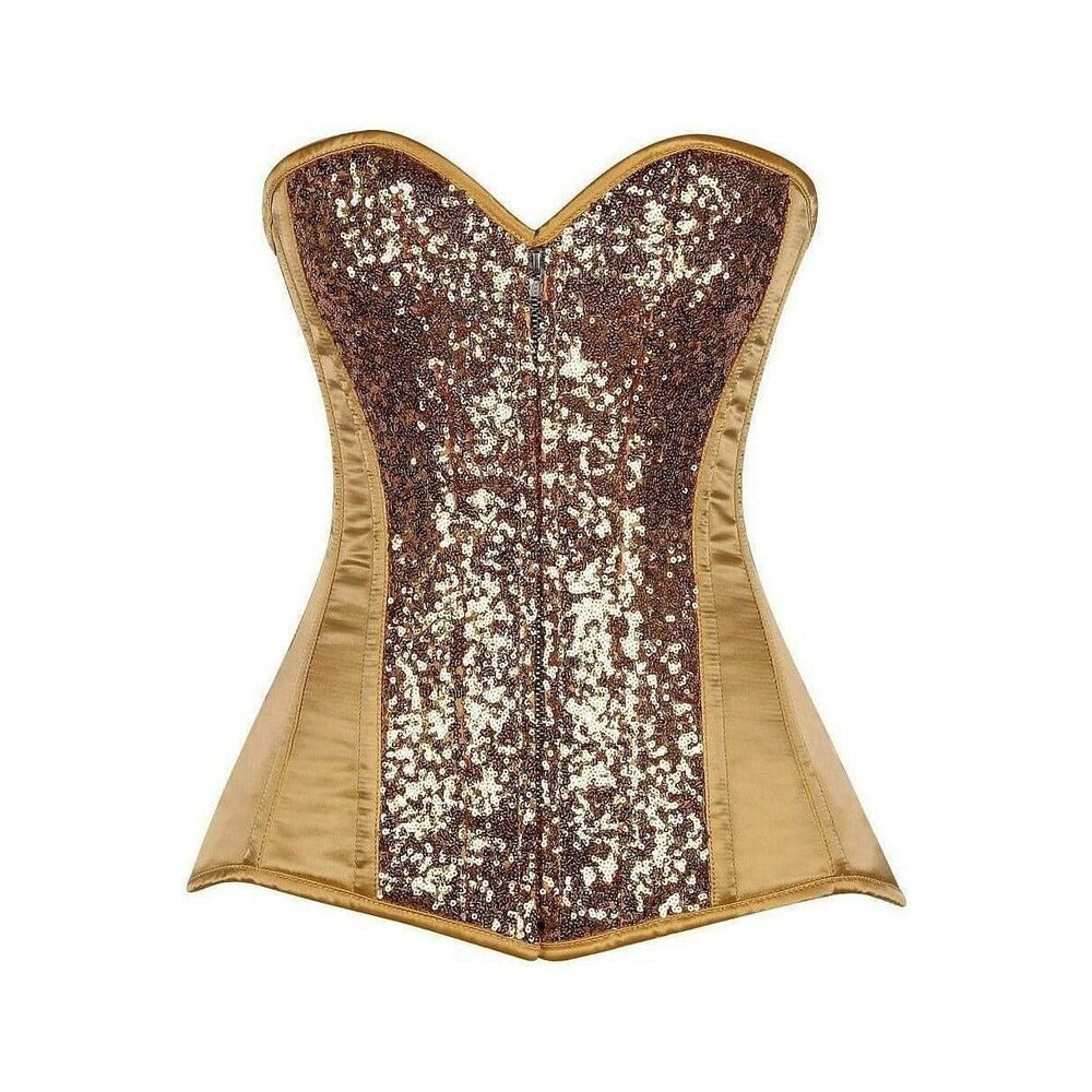 7301 Top Drawer Gold Sequin Steel Boned Corset 3X